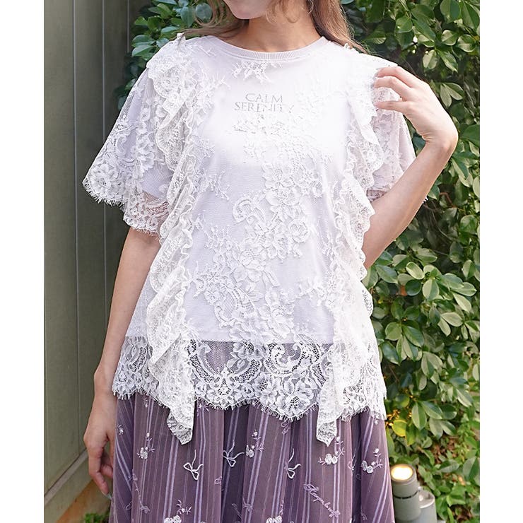 ラベンダー | レースレイヤードＴシャツ | axes femme