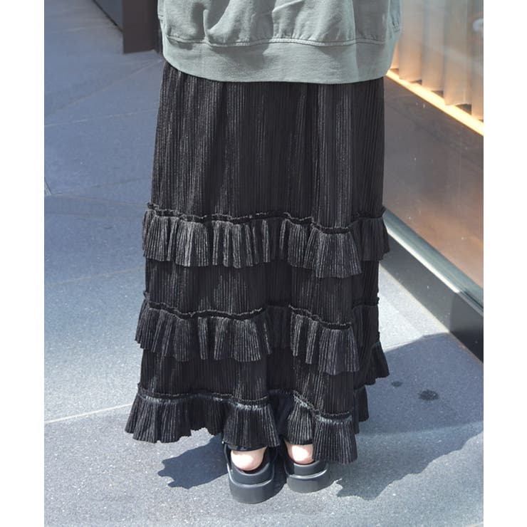 カットプリーツフリルスカート[品番：IGAW0006358]｜axes femme