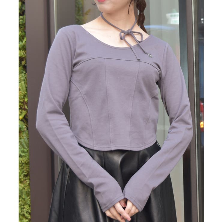 チャコール | チョーカー付コルセット風プルオーバー | axes femme