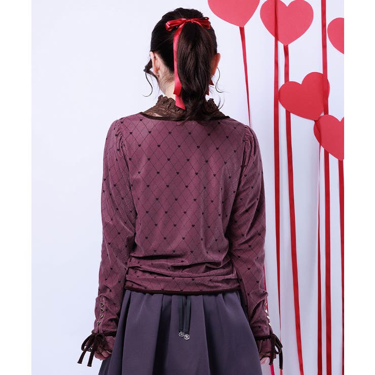 アソート柄ハート釦ベロアプルオーバー | axes femme | 詳細画像3 