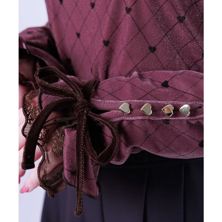 アソート柄ハート釦ベロアプルオーバー | axes femme | 詳細画像4 