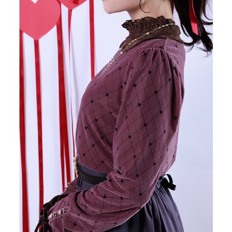 アソート柄ハート釦ベロアプルオーバー | axes femme | 詳細画像5 