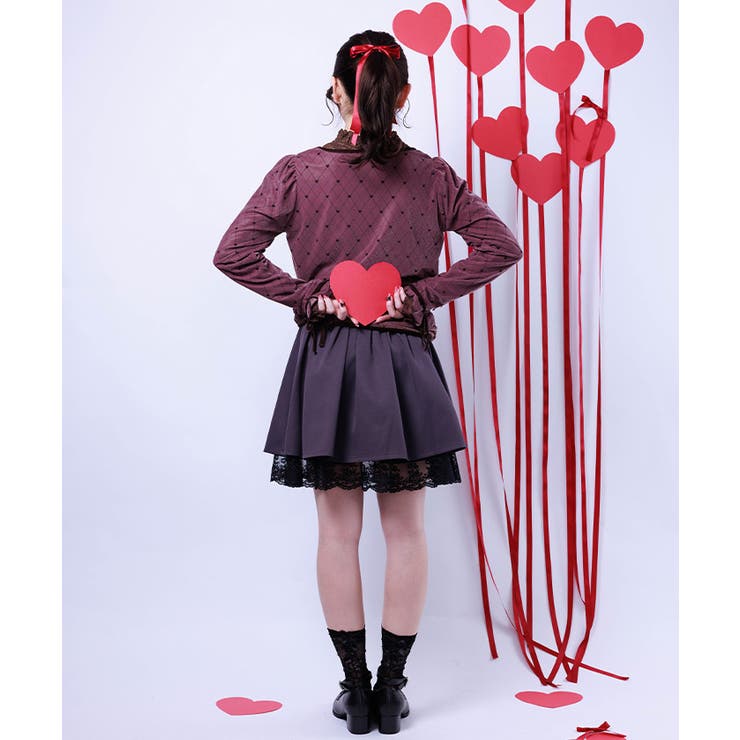 アソート柄ハート釦ベロアプルオーバー | axes femme | 詳細画像7 