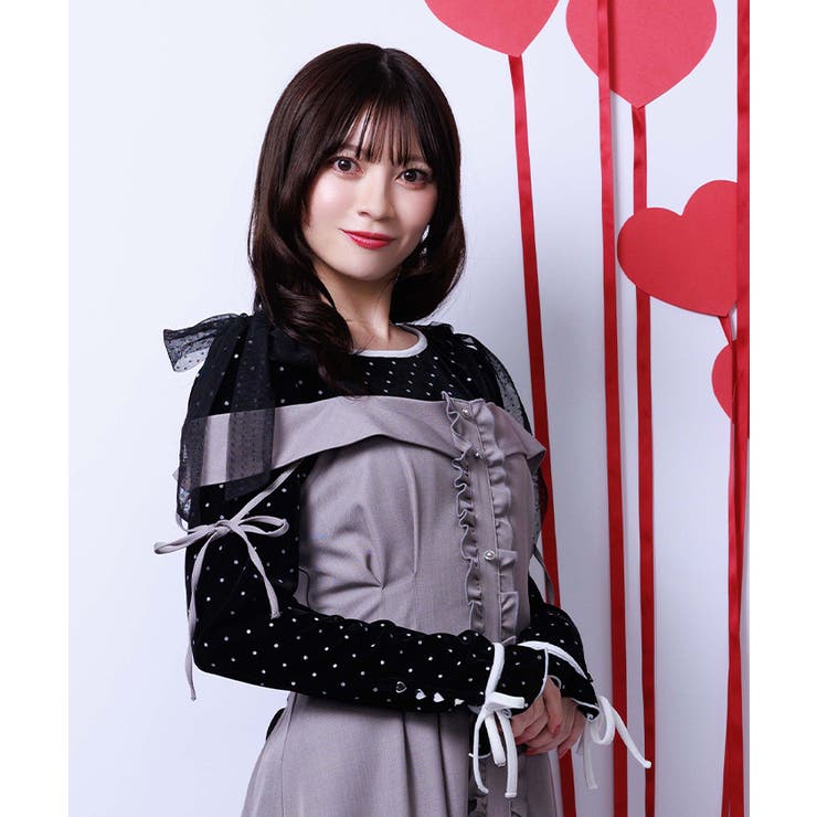 黒 | アソート柄ハート釦ベロアプルオーバー | axes femme