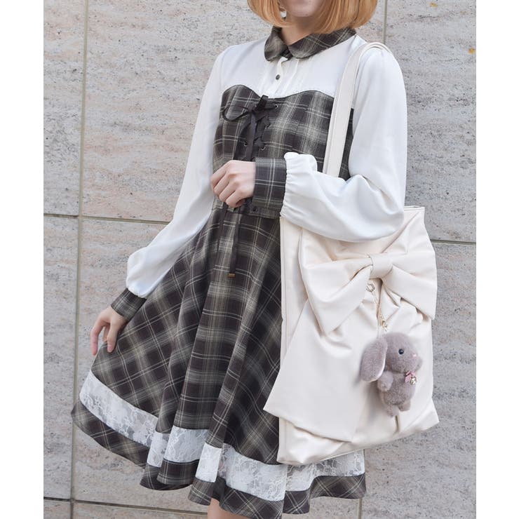 タテ型ビッグリボン合皮トート | axes femme | 詳細画像4 