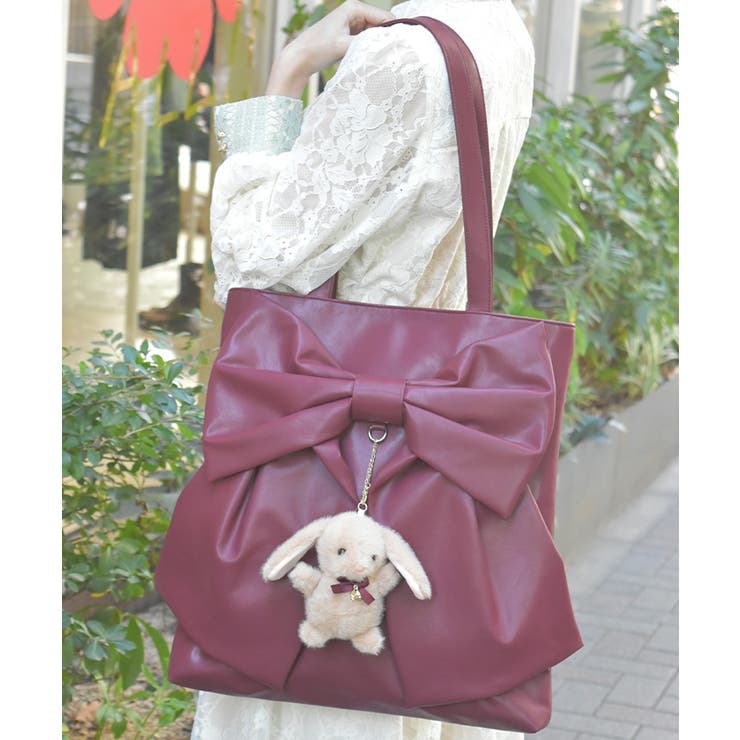 タテ型ビッグリボン合皮トート | axes femme | 詳細画像5 