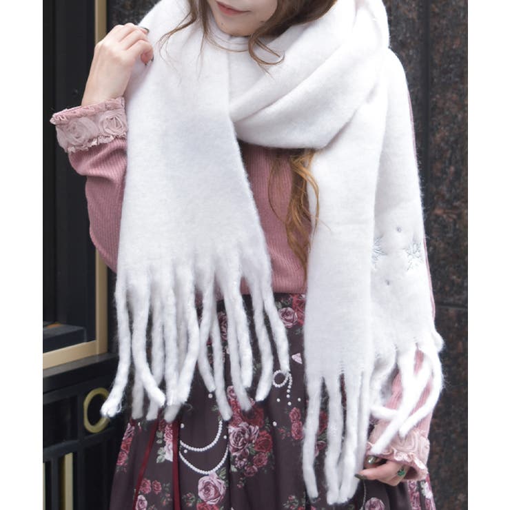 生成り | 雪の結晶刺繍ストール | axes femme