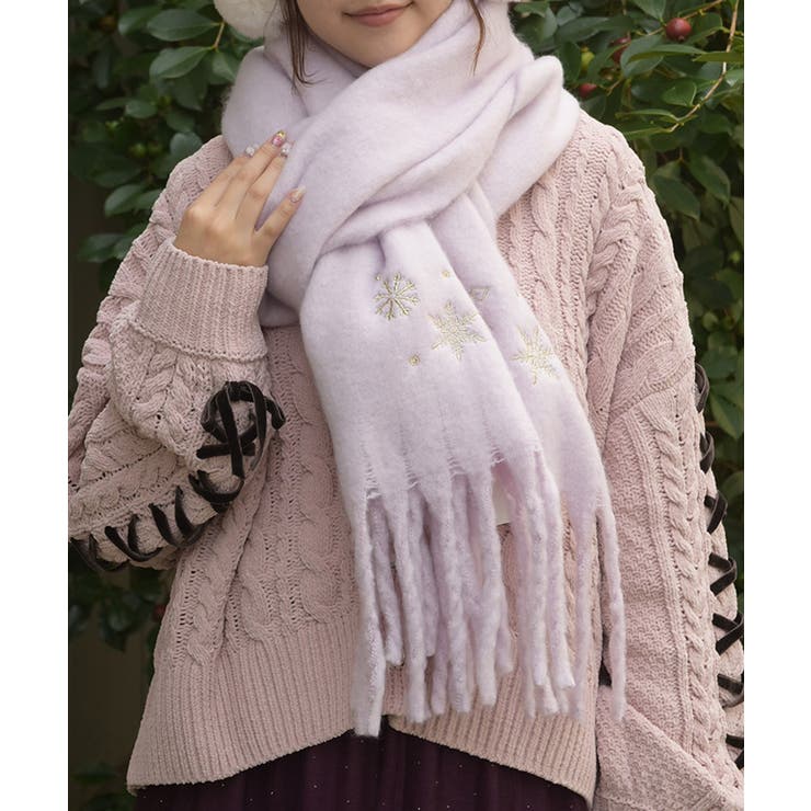 ラベンダー | 雪の結晶刺繍ストール | axes femme