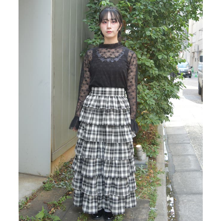 チェック柄ティアードスカート | axes femme | 詳細画像4 