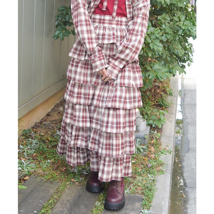 チェック柄ティアードスカート | axes femme | 詳細画像6 