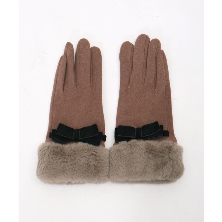 ベロアリボン×ファー手袋[品番：IGAW0005573]｜axes femme（アクシーズ