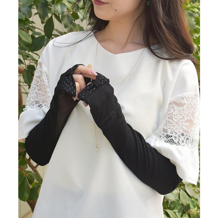 黒 | ドットリボンロングＵＶ手袋 | axes femme