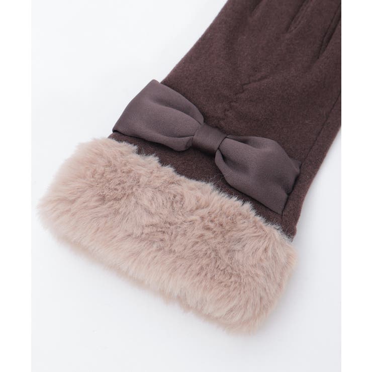 配色サテンリボンファー手袋 | axes femme | 詳細画像9 