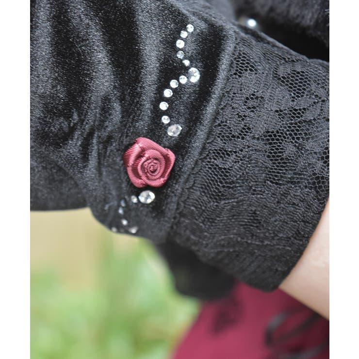 巻きバラ×レースベロア手袋 | axes femme | 詳細画像3 