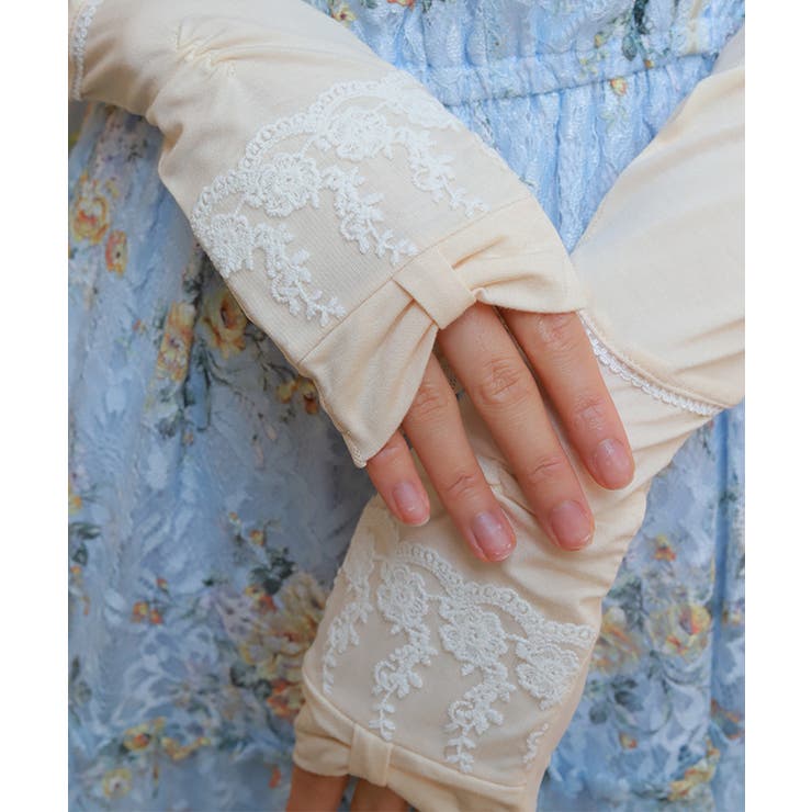 リボン×レースＵＶロング手袋 | axes femme | 詳細画像2 