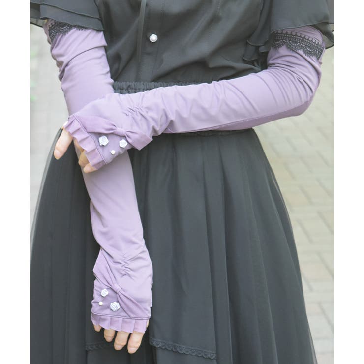 接触冷感ローズＵＶロング手袋 | axes femme | 詳細画像1 