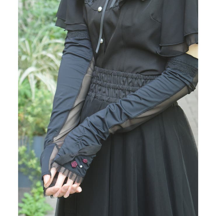 黒 | 接触冷感ローズＵＶロング手袋 | axes femme