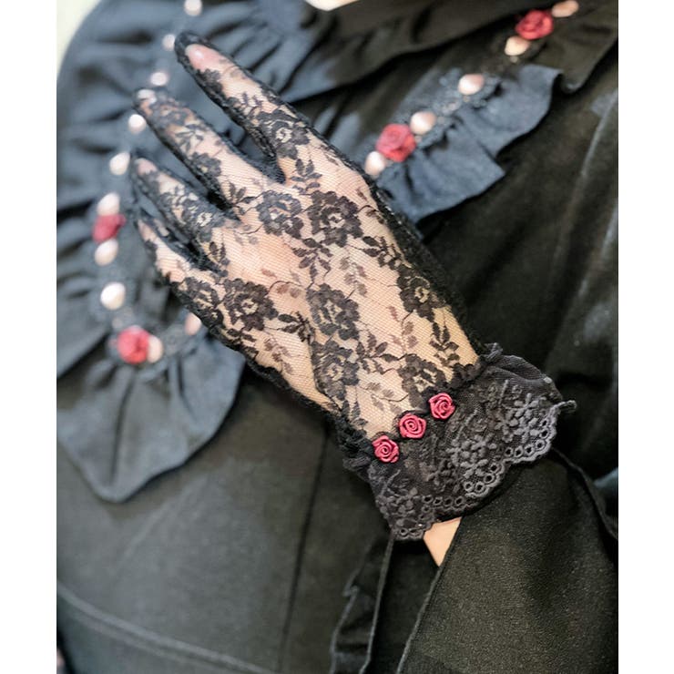 黒 | 巻きバラレースグローブ | axes femme