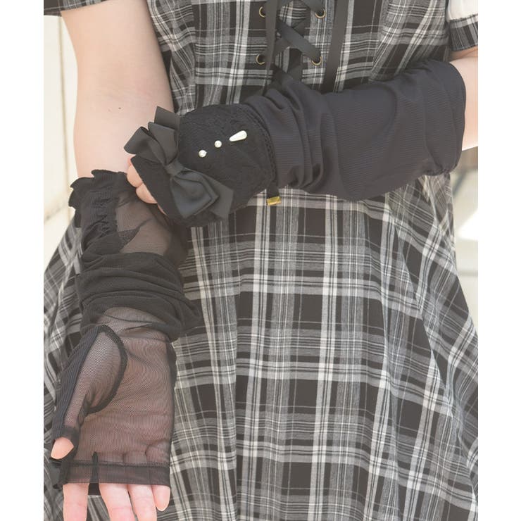 リボンデザインＵＶロング手袋 | axes femme | 詳細画像3 