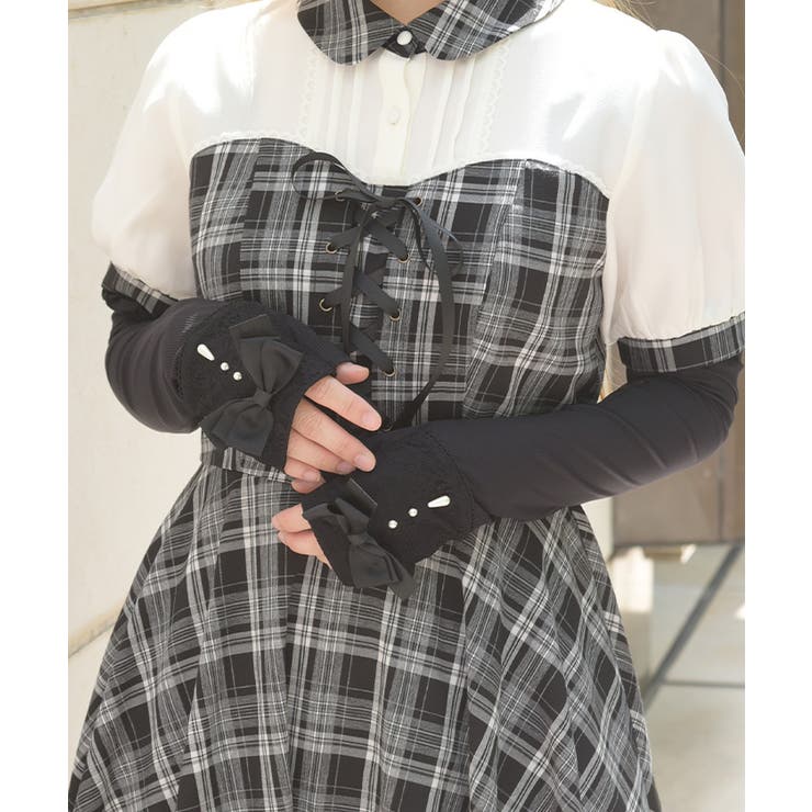 黒 | リボンデザインＵＶロング手袋 | axes femme