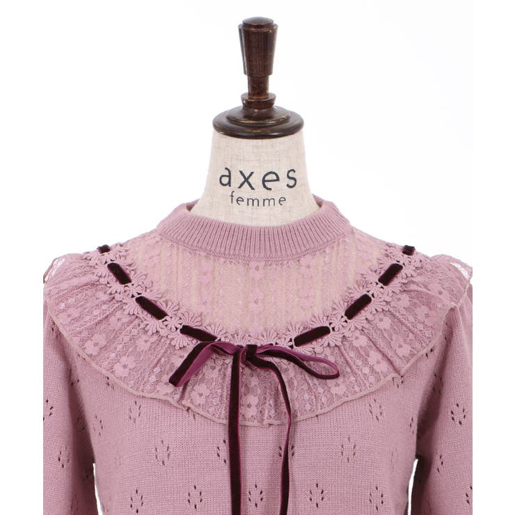 AE▽裾レース刺繍切替ニット Onepiece | ef rutine