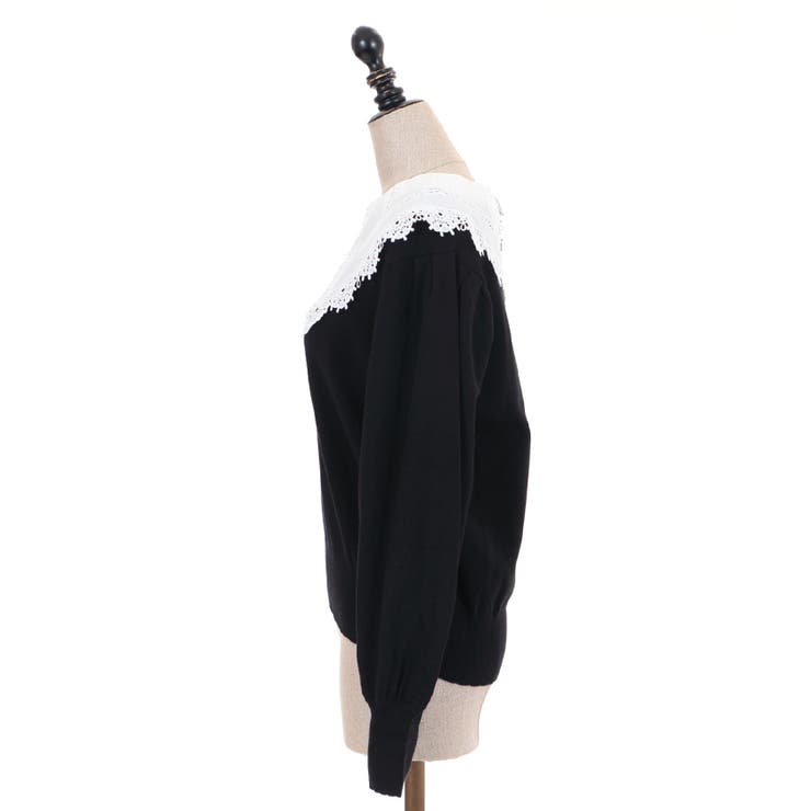 レース襟付ニットPO[品番：IGAW0000614]｜axes femme