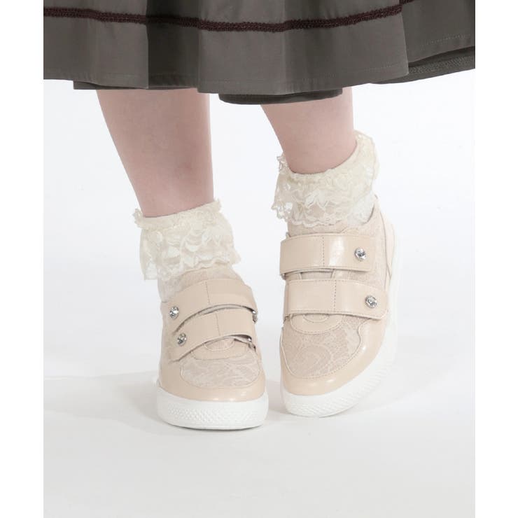 レース使いベルクロスニーカー[品番：IGAW0004923]｜axes femme