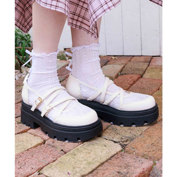 白 | ダブルクロスレースシューズ | axes femme