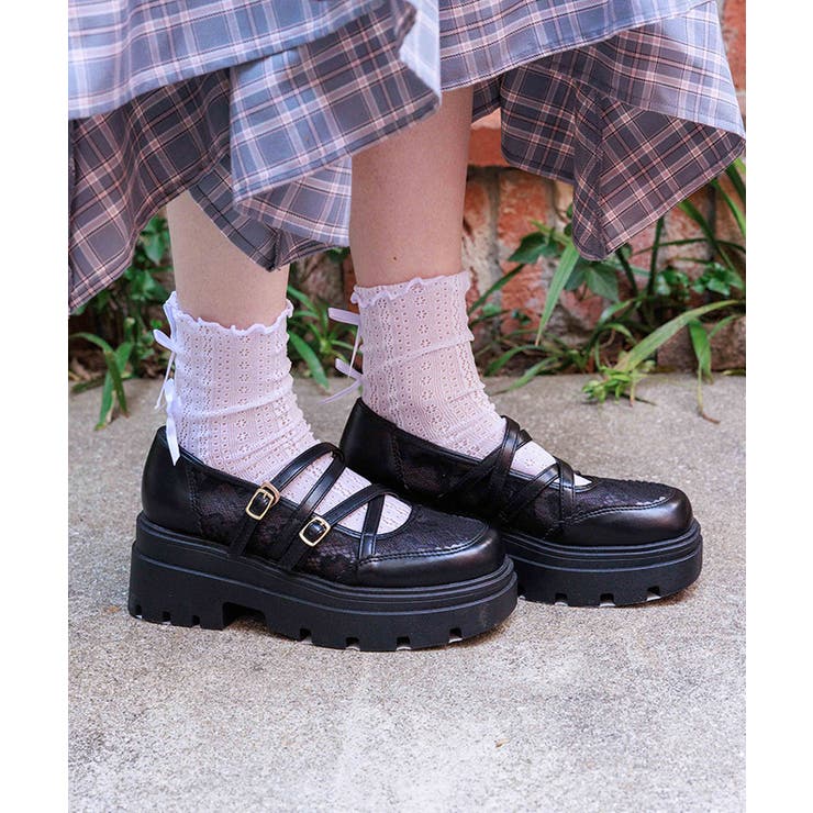 黒 | ダブルクロスレースシューズ | axes femme