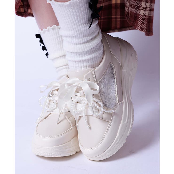 チャーム付レーススニーカー | axes femme | 詳細画像1 