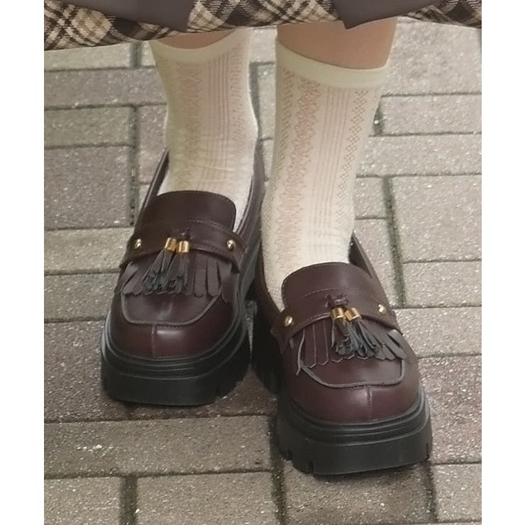 茶 | 厚底タッセルローファー | axes femme