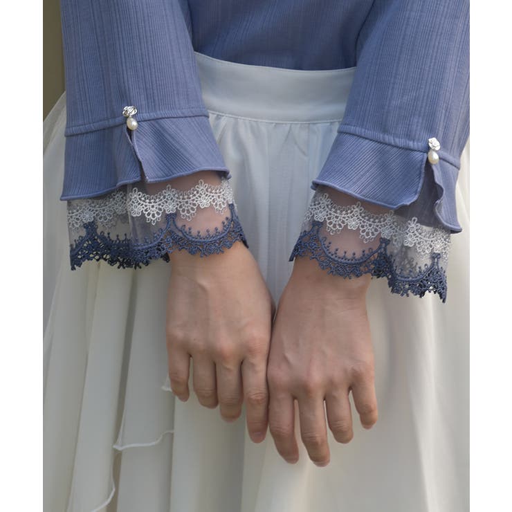 カラー刺繍チュールレースプルオーバー | axes femme | 詳細画像10 