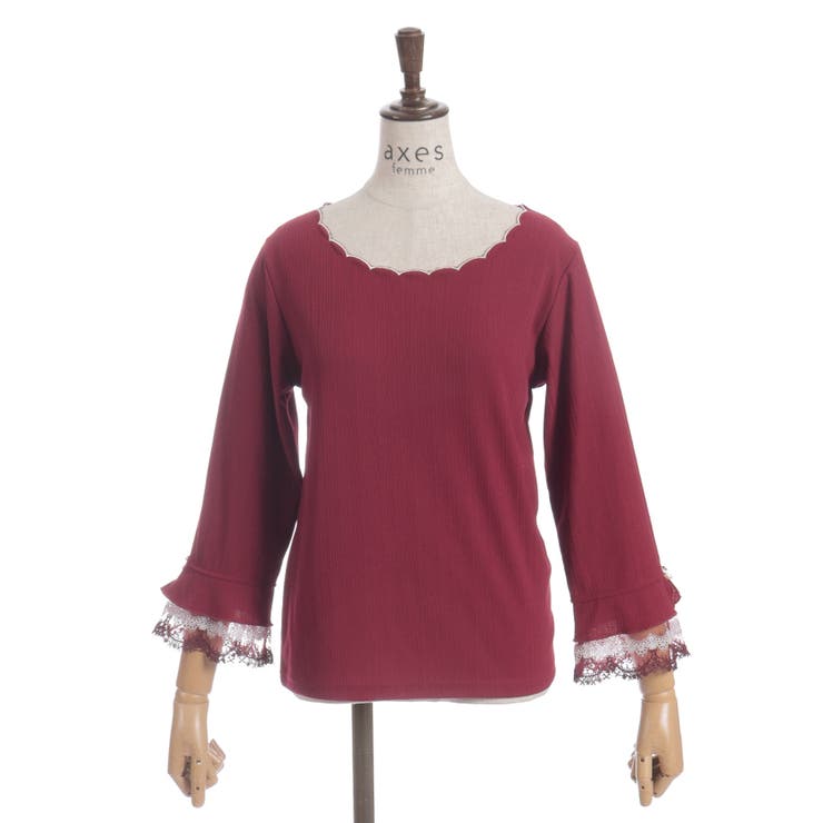 カラー刺繍チュールレースプルオーバー | axes femme | 詳細画像12 