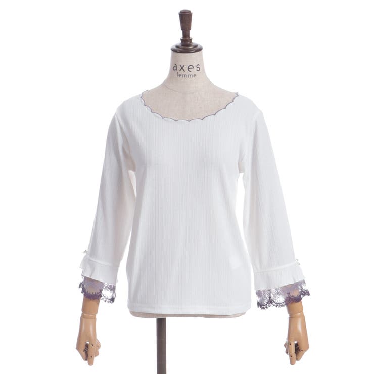 カラー刺繍チュールレースプルオーバー | axes femme | 詳細画像16 