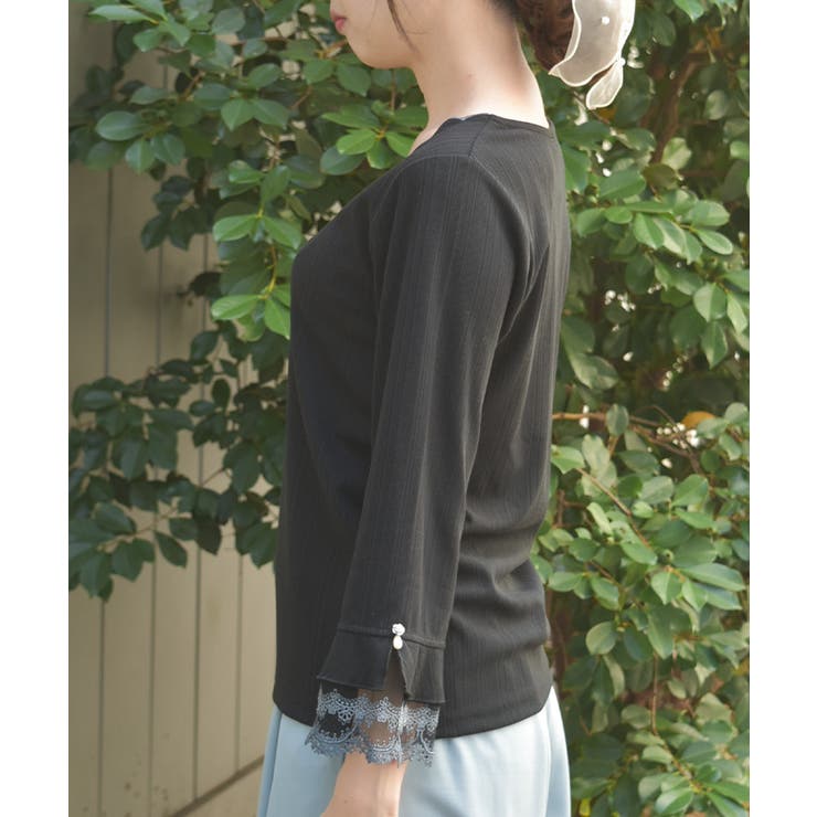 カラー刺繍チュールレースプルオーバー | axes femme | 詳細画像2 