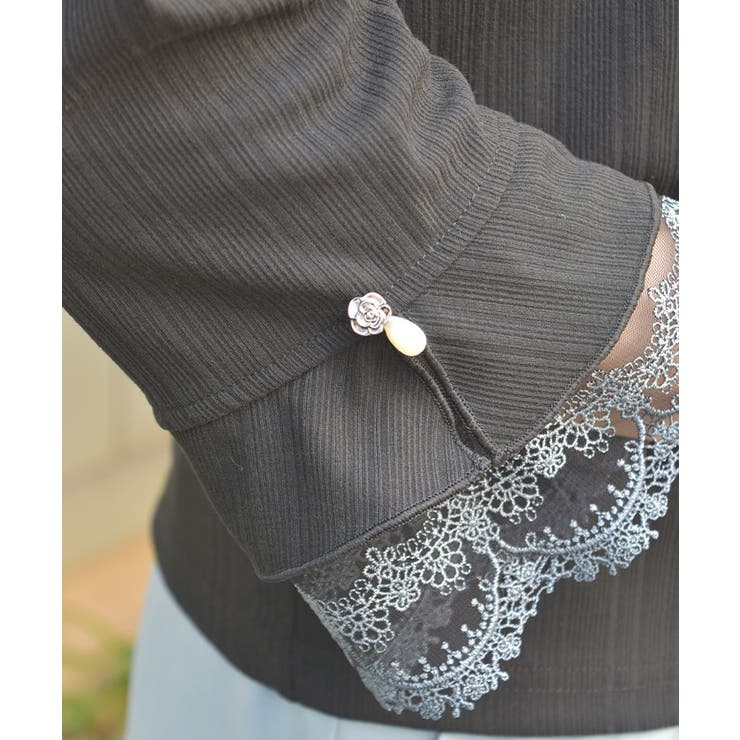 カラー刺繍チュールレースプルオーバー | axes femme | 詳細画像5 