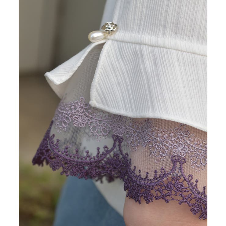 カラー刺繍チュールレースプルオーバー | axes femme | 詳細画像8 