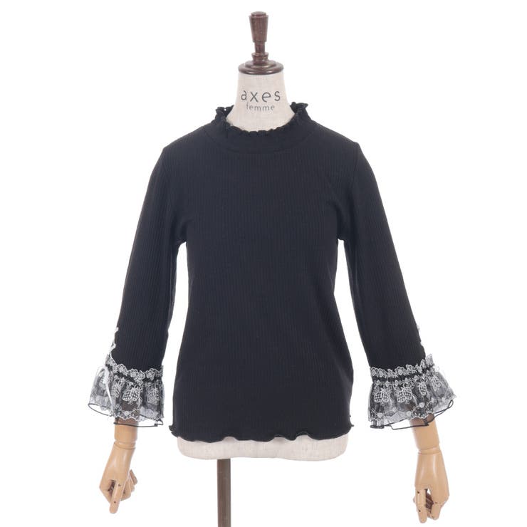 苺チュールレース七分袖プルオーバー[品番：IGAW0007654]｜axes femme