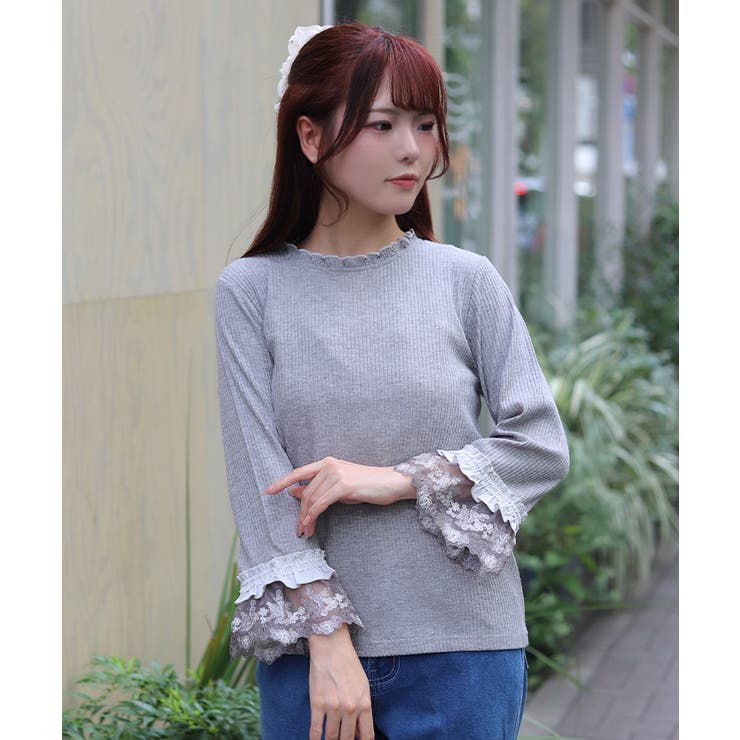 チュール刺繍カラーレースプルオーバー | axes femme | 詳細画像12 