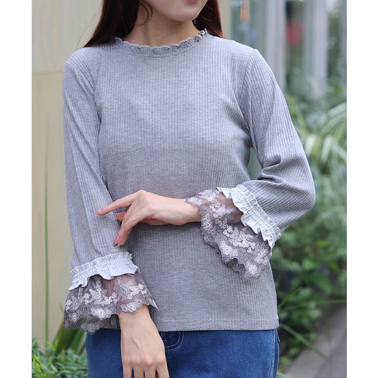 チュール刺繍カラーレースプルオーバー | axes femme | 詳細画像6 