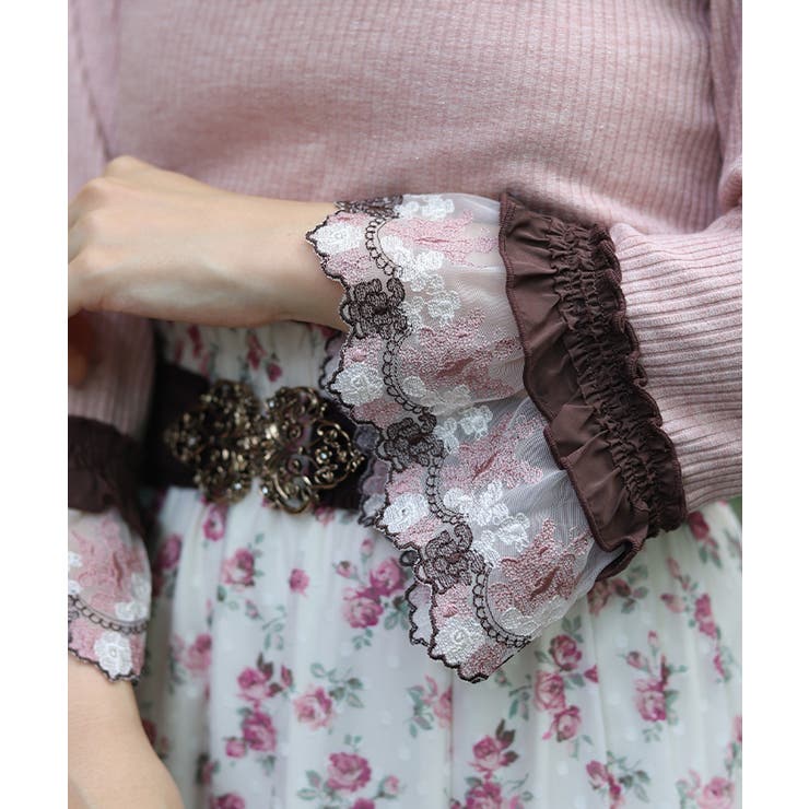 チュール刺繍カラーレースプルオーバー | axes femme | 詳細画像8 