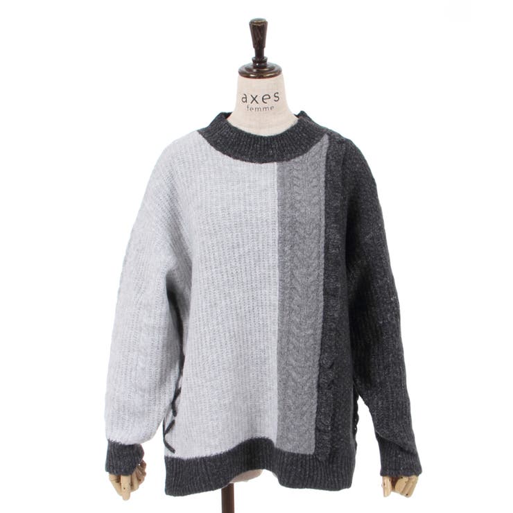 トリコロール配色ニットPO[品番：IGAW0002498]｜axes femme