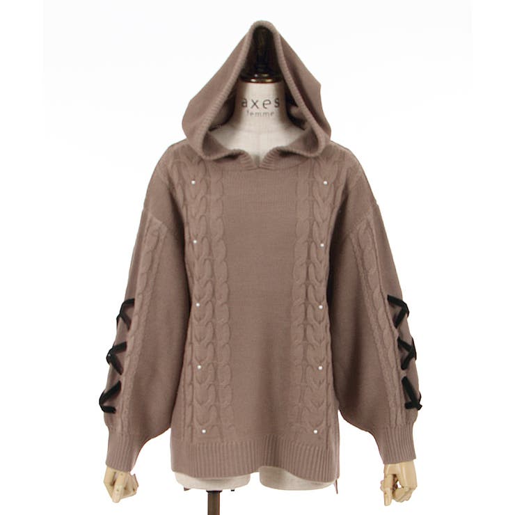 袖レースアップニットパーカー[品番：IGAW0002501]｜axes femme