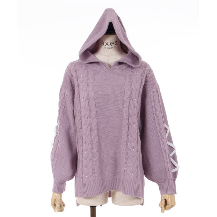 袖レースアップニットパーカー[品番：IGAW0002501]｜axes femme