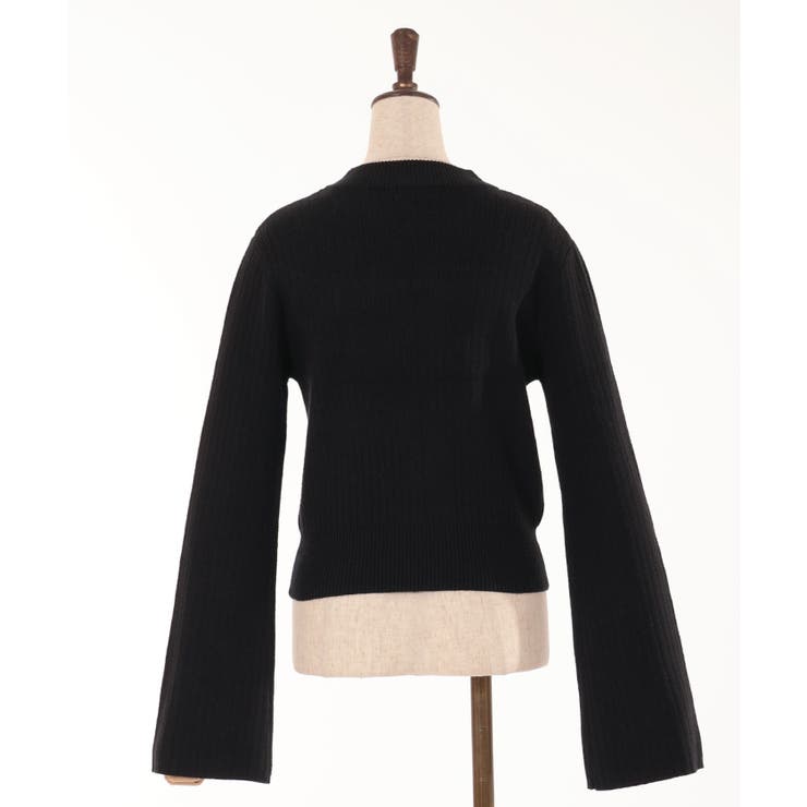 FOXEY 黒 ニット フレア袖 ニット38 44925 Knit Top 