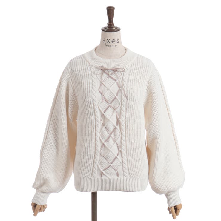 リボン×ケーブルニットＰＯ | axes femme | 詳細画像5 