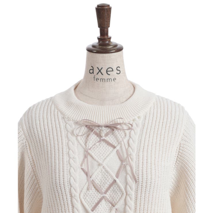 リボン×ケーブルニットＰＯ | axes femme | 詳細画像8 