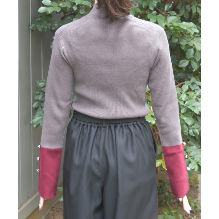 バイカラーニットプルオーバー | axes femme | 詳細画像3 