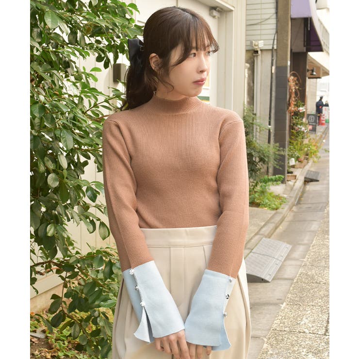 バイカラーニットプルオーバー | axes femme | 詳細画像4 