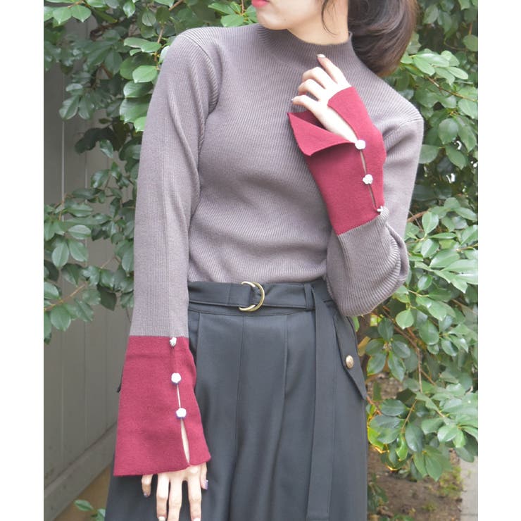 グレー | バイカラーニットプルオーバー | axes femme